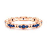 Blue Stone Wedding Band in Sterling Silver