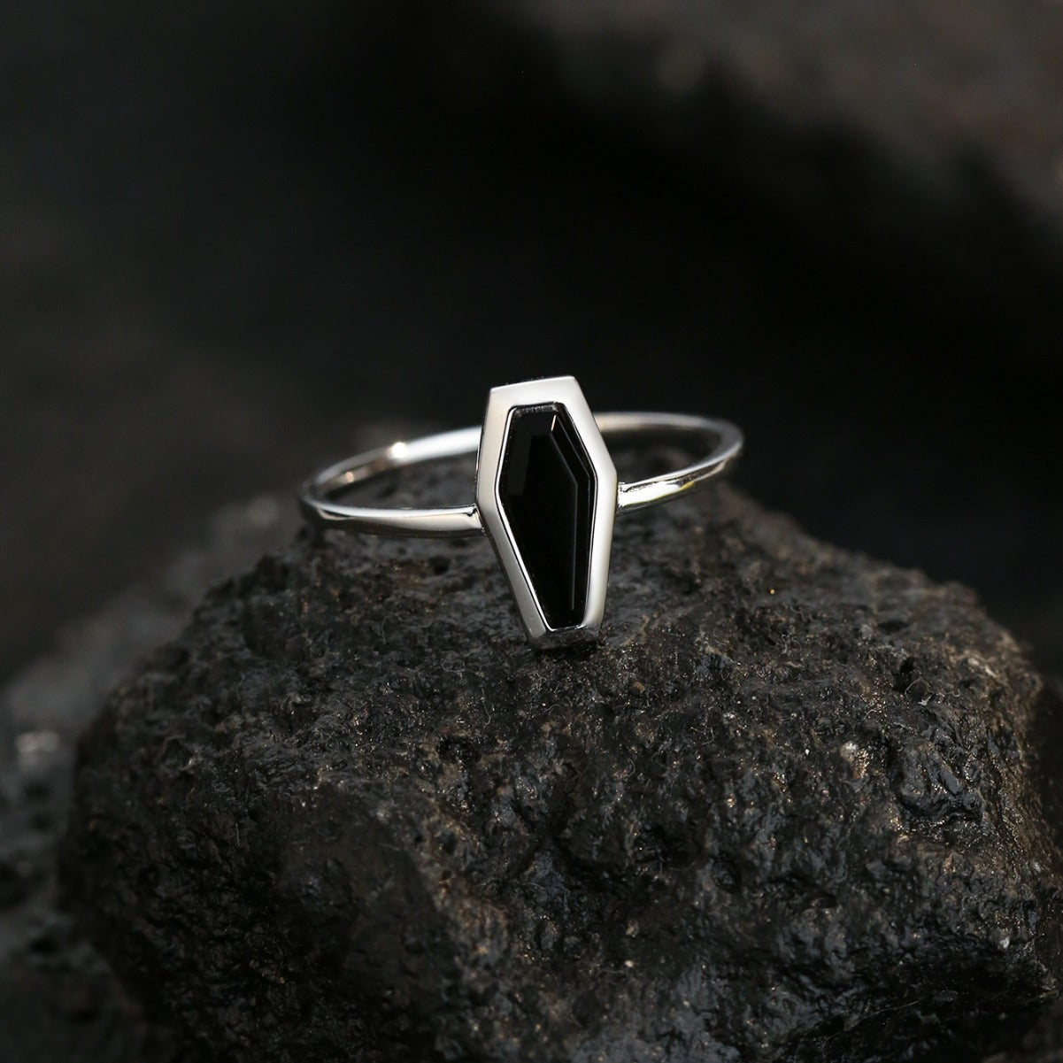 Simple Black Onyx Sterling Silver Ring
