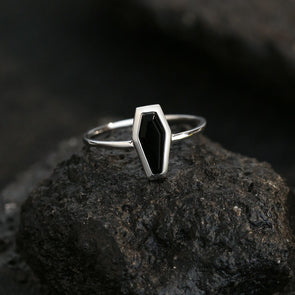 Simple Black Onyx Sterling Silver Ring