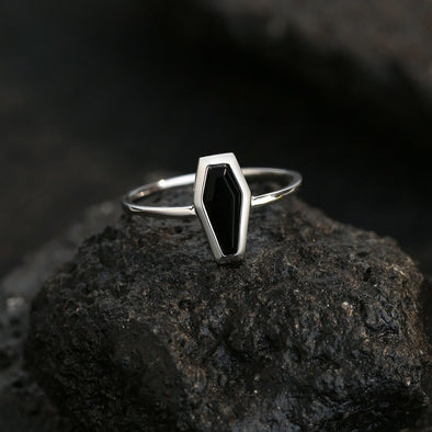 Simple Black Onyx Sterling Silver Ring