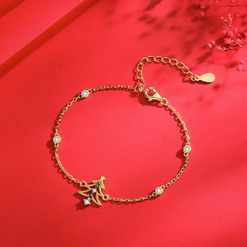 Golden Tone Sterling Silver Christmas Bracelet