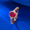 Vintage Design Ruby Oval Cut Sterling Silver Engagement Ring