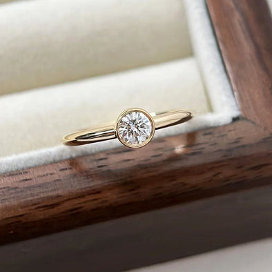 Simple Round Cut Golden Tone Ring