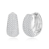 Sparkling Full Pave Wide Hoop Earrings in Sterling Silver