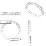 Flower Design Half Eternity Wedding Band in Sterling Silver