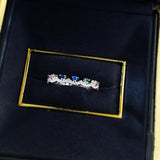 Colorful Paved Crown Lace Stackable Sterling Silver Band Ring