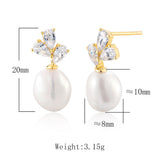 Natural Pearl Stud  Drop Earrings in Sterling Silver