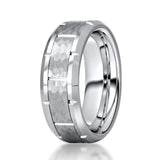 Vintage Hammered Texture Tungsten Steel Ring for Men and Women