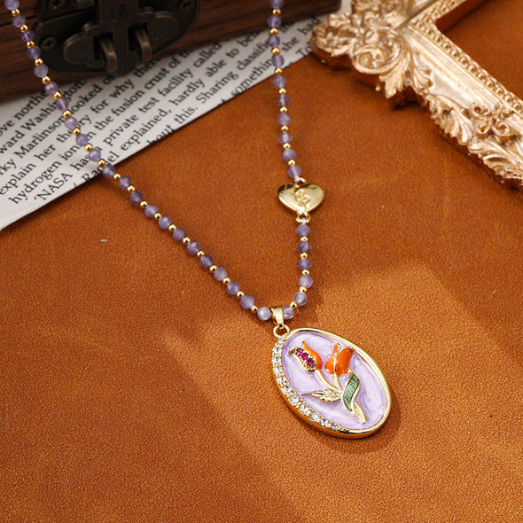 Tulip Cat's Eye Beaded Necklace For Women