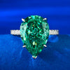 Unique Fancy Green Sterling Silver Solitaire Engagement Ring with Pear Cut Gemstone