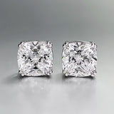 Cushion Cut Stud Earrings in Sterling Silver