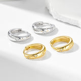 Star Design Wide Huggie Hoop Earrings in Sterling Silver