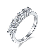 7 Stone D Color Moissanite 18k White Gold Plated Ring