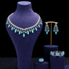 4 PcsTurquoise Luxury Necklace Earrings Bracelet Ring Set