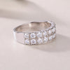 Double Row Moissanite Half Eternity Sterling Silver Band