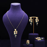 4 Pcs Luxury 18k Gold Plated Colorful Jewelry Set