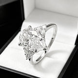 Pear Cut D Color Moissanite Sterling Silver Engagement Ring