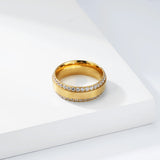Men's Double Row Sparkling Band Ring in Gold Tone