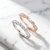 Flower Design Half Eternity Wedding Band in Sterling Silver