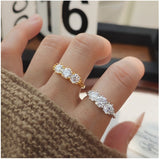 Vintage Moissanite Three Stone Engagement Ring in Sterling Silver