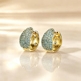 Paraiba Color Starburst Pavé Huggie Earrings in Sterling Silver