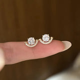 Moissanite Sparkling Smile Stud Earrings in Sterling Silver