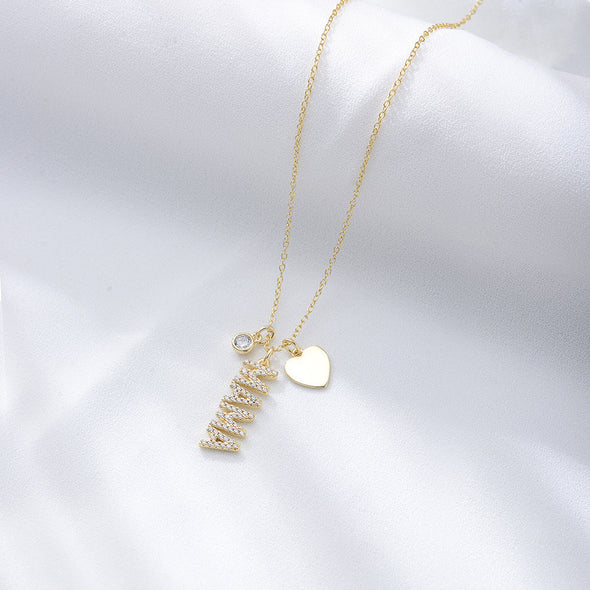 Simple MAMA Design Silver Necklace For Mom