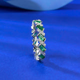 Emerlad Green Eternity Sterling Silver Wedding Band