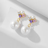 Elegant Pearls Sterling Silver Pendant Earrings
