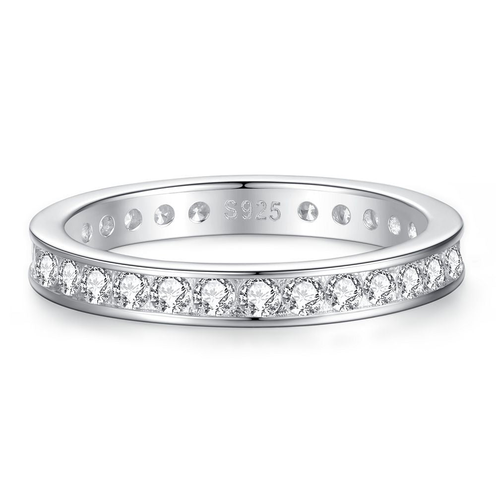 Stackable Minimalist Eternity Wedding Band in Sterling Silver