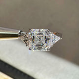 5Ct Asscher Cut Moissanite Engagement Ring in Sterling Silver