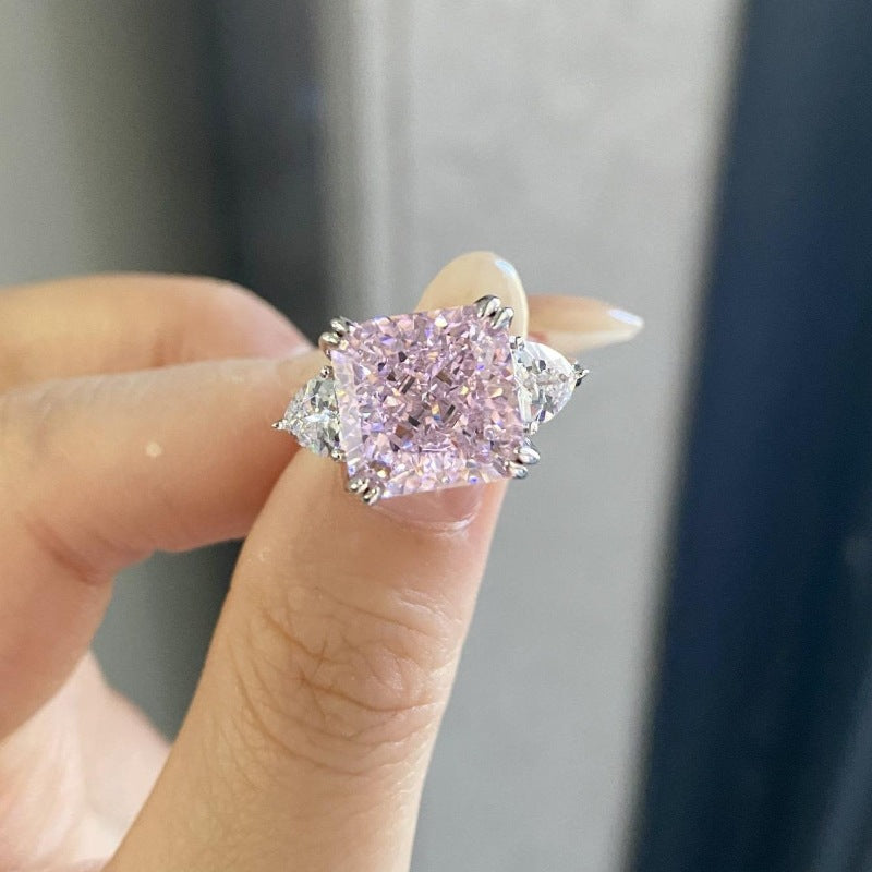 5.0ct Radiant Cut Double Prong Engagement Ring in Sterling Silver