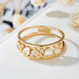 Natural White Crystal Double Layered Band Ring in Sterling Silver