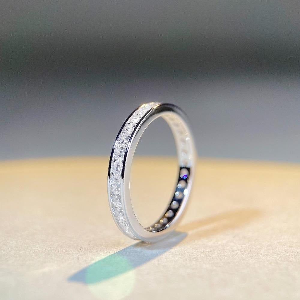 Stackable Minimalist Eternity Wedding Band in Sterling Silver