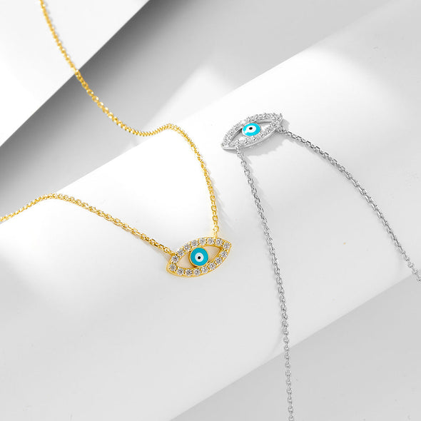 Evil Eye Design Sterling Silver Necklace
