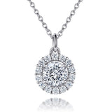 Round Cut Halo Pendant Necklace