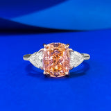 Cushion Cut Padparadscha Sterling Silver Engagement Ring