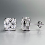 Cushion Cut Stud Earrings in Sterling Silver