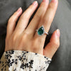 Unique 2.2ct Emerald Green Pear Cut  Sterling Silver Engagement Ring