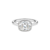 Elongated Cushion Cut Engagement Ring in Sterling Silver