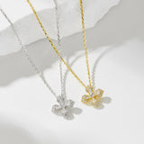 Clover Flower Design Necklace in Sterling Silver