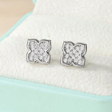 Moissanite Four Leaf Clover Stud Earrings in Sterling Silver
