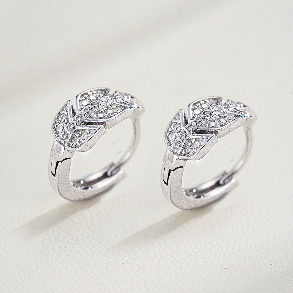 Leaf Design Moissanite Earrings in Sterling Silver