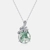 Snake Coiled Natural Green Moss Agate Pendant Necklace
