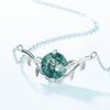 Round Shape Leaves Design Green Moss Agate Necklace