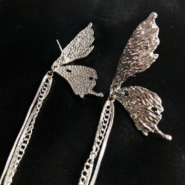 INS Fringe Chain Butterfly Wing Drop Earrings