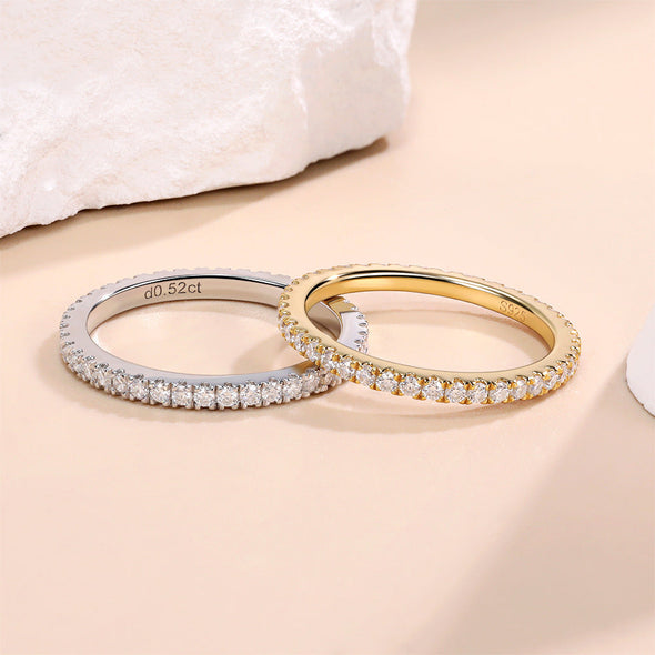 Simple D Color Moissanite Paved Ring Band