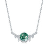Round Shape Leaves Design Green Moss Agate Necklace