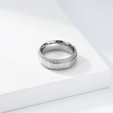 Men's Double Row Sparkling Band Ring in Gold Tone