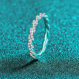 Twisted Design Moissanite Stackable Band Ring in Sterling Silver